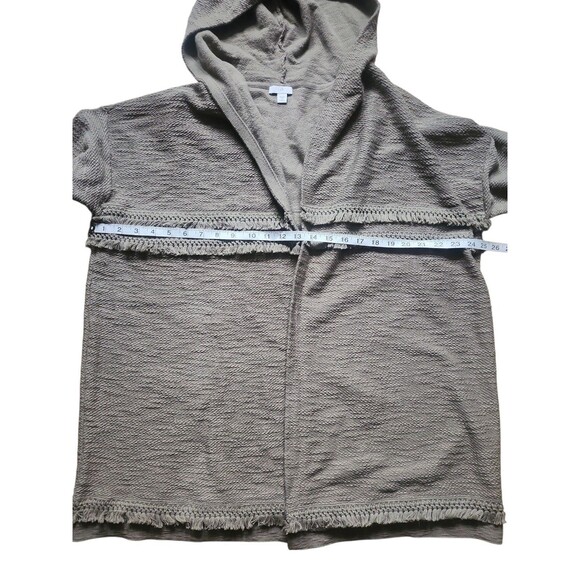 J. Jill Boho Hooded Cardigan Womens 1X Moss Green Fringe Lagenlook Textured - Picture 6 of 8